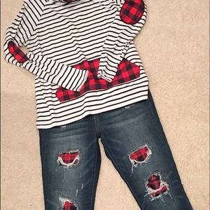 Striped/Buffalo Plaid Outfit.